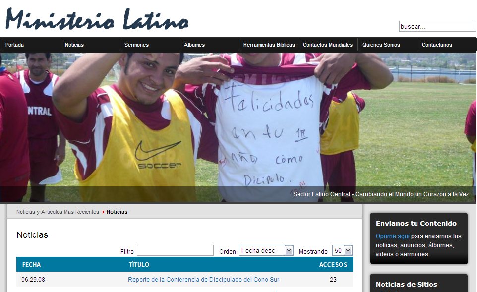 Ministerio Latino website